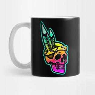 colorful native american skull Mug